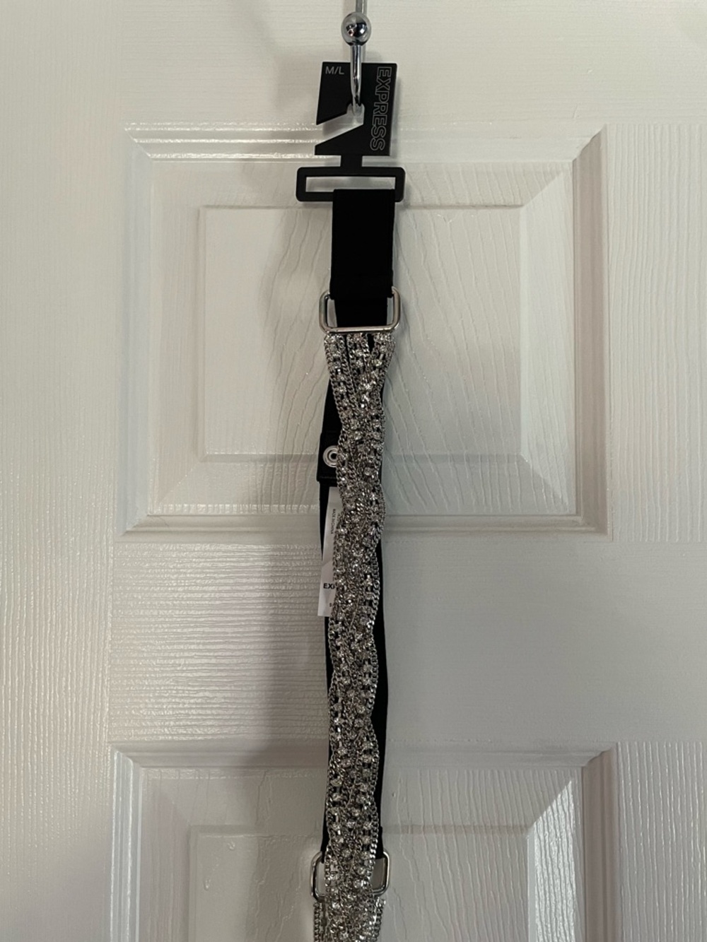 Express Silver Sequin Chain Elastic Belt